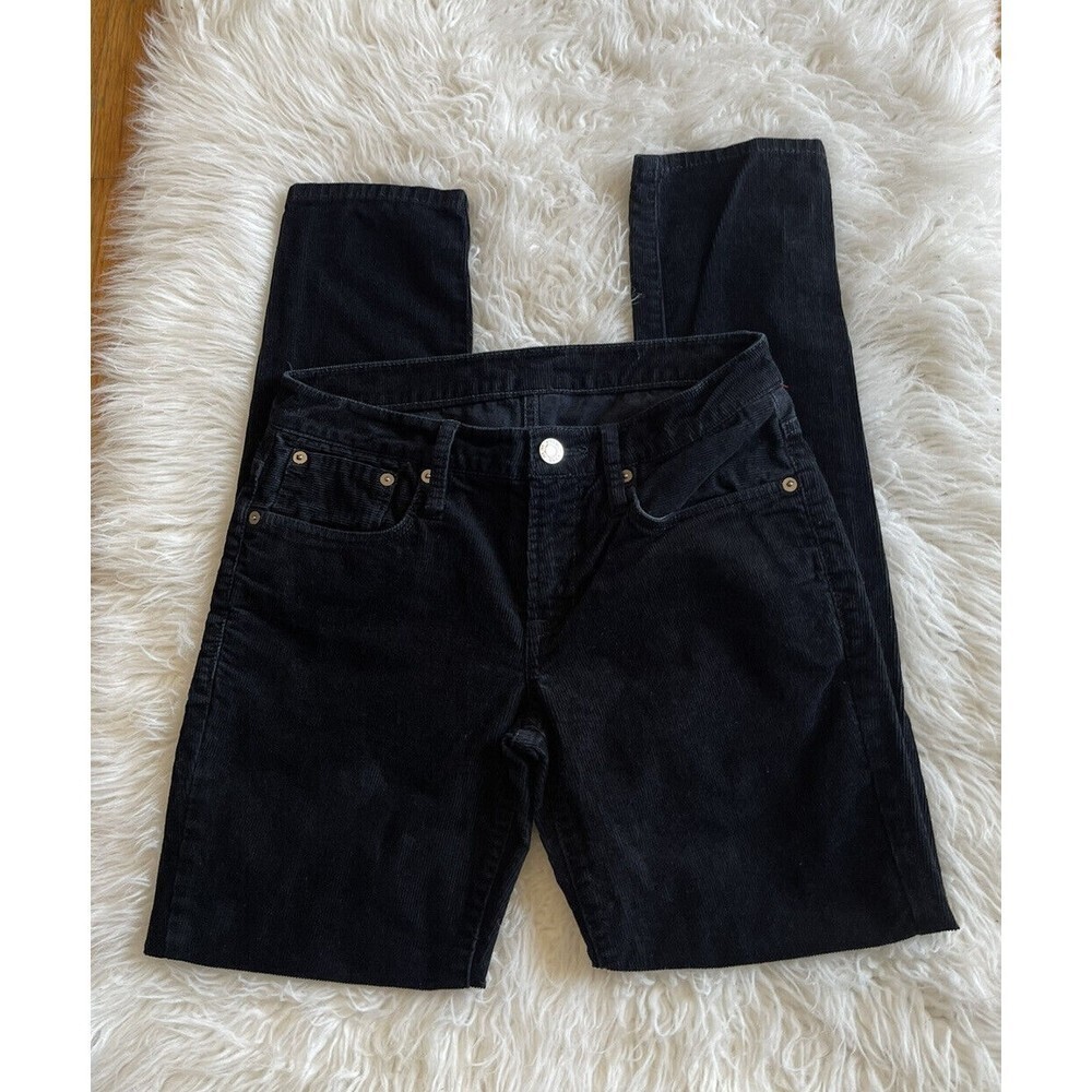 Helmet Lang Size 25 Black Skinny Straight Leg Corduroy Pants 28x26.5